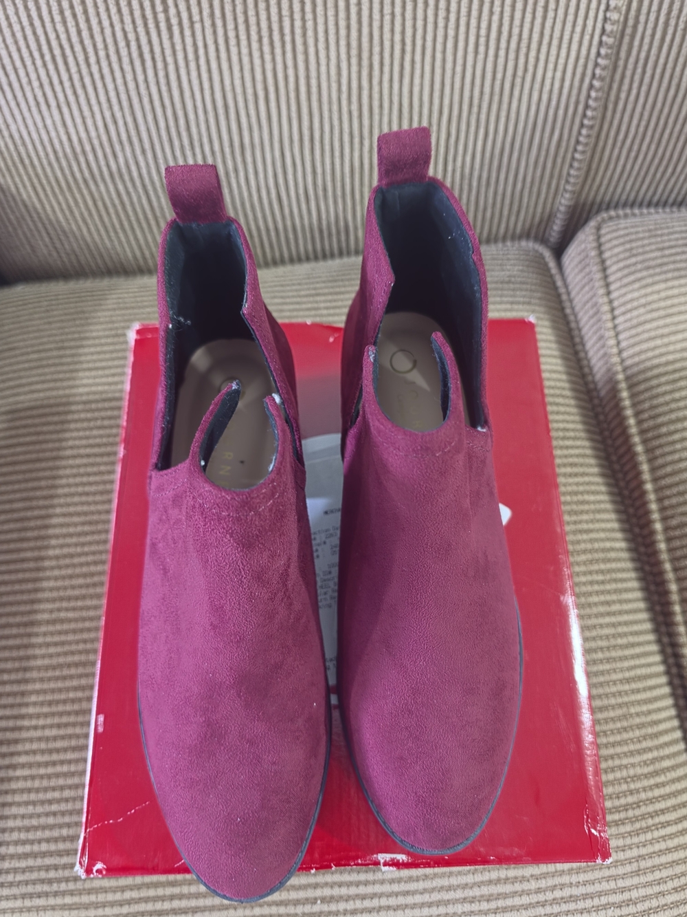 Journee Collection Rimi Wide Ankle Booties Oxblood Suede Size 8W - Picture 5 of 6